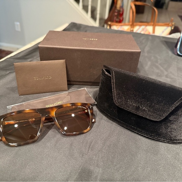 Tom Ford Accessories - Tom Ford ASLAN FT1175 53E Blonde Havana/Brown Square Sunglasses